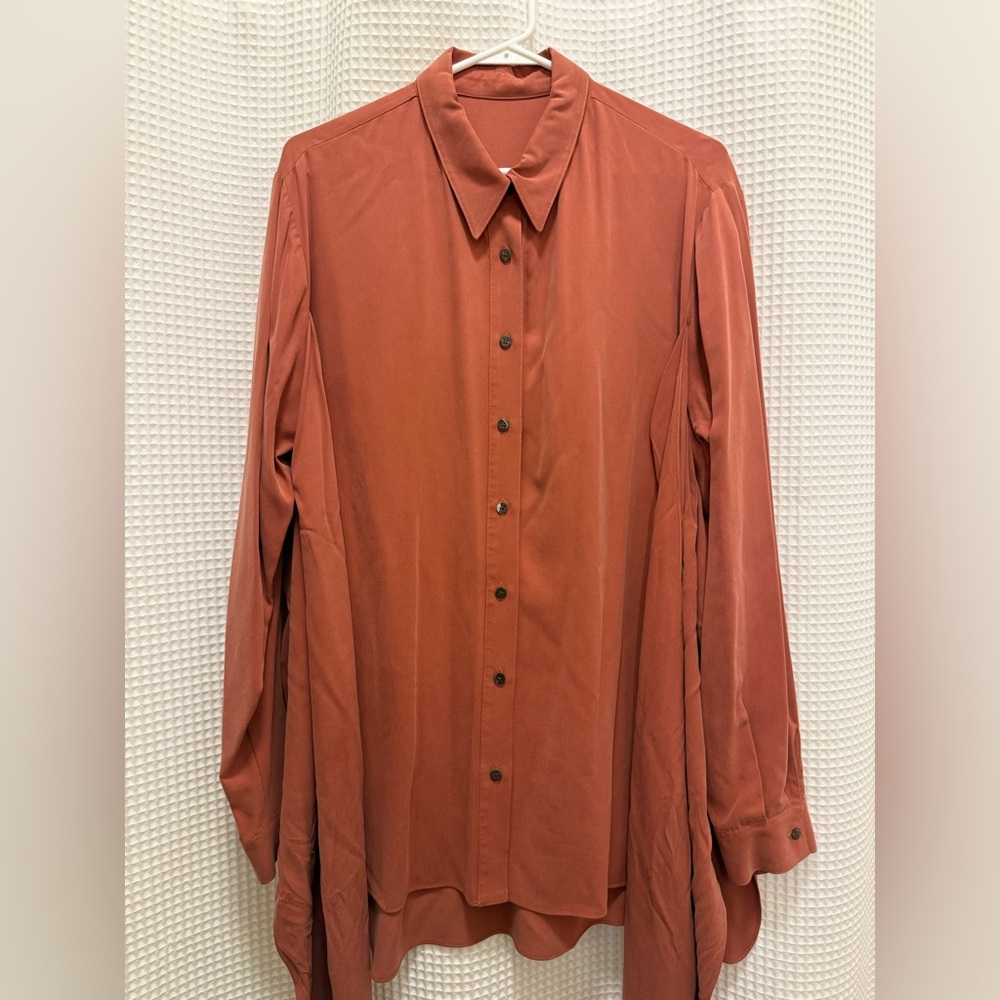 Anthropologie Terracotta Wrap-Front Button Down Shirt - Large - Picture 4 of 10